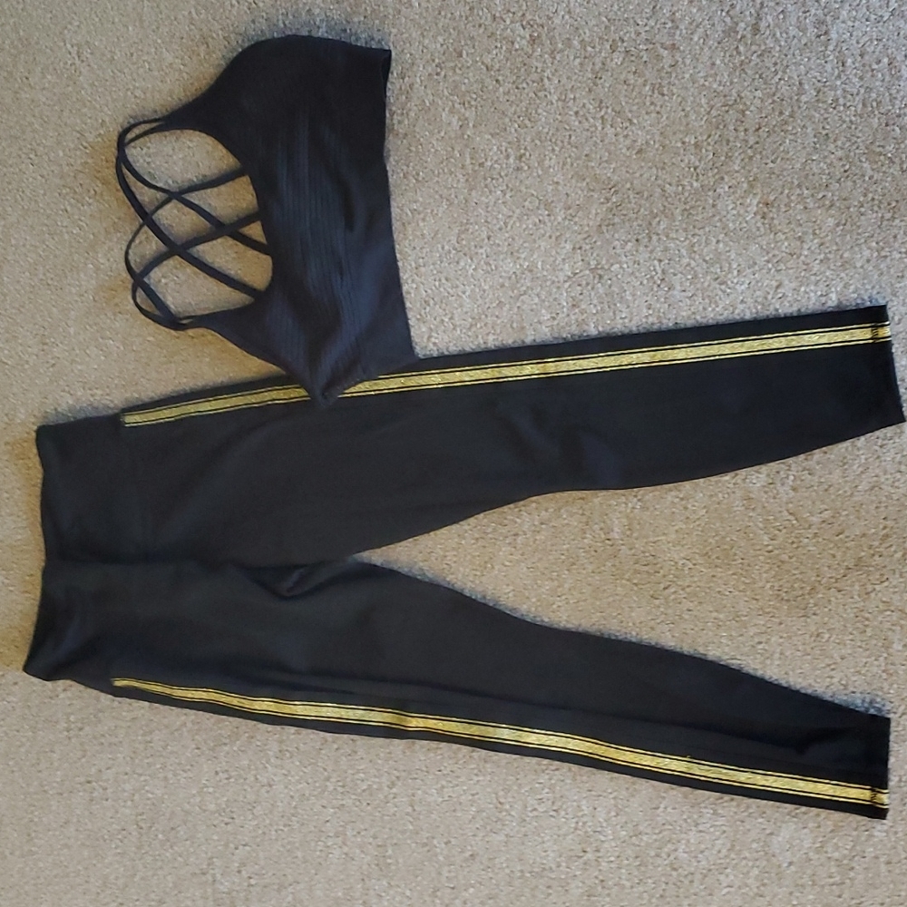 Black and Gold Yoga/workout set